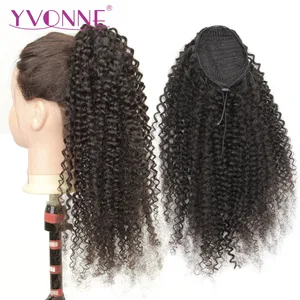 Малазийские кудрявые волосы Yvonne, конский хвост, человеческие волосы для наращивания, бразильские волосы натурального цвета