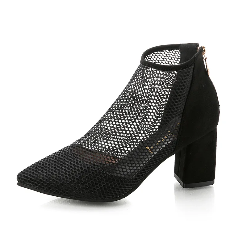 Однотонные модные новые женские осенние ботильоны сетчатые винтажные короткие