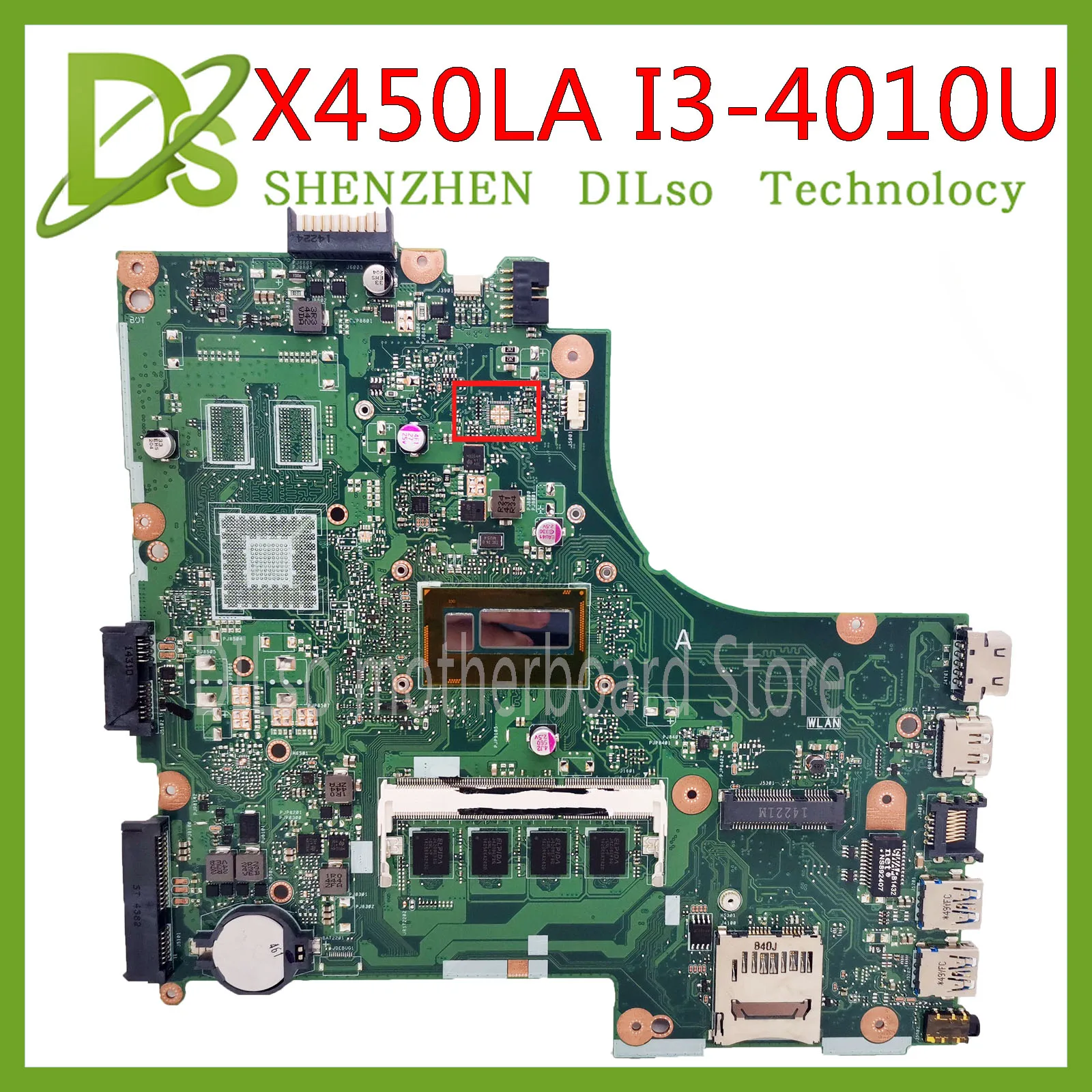 

KEFU X450LA mainboard For ASUS X450LC X450LD X450LB Laptop Motherboard I3-4010U EDP Test work 100%