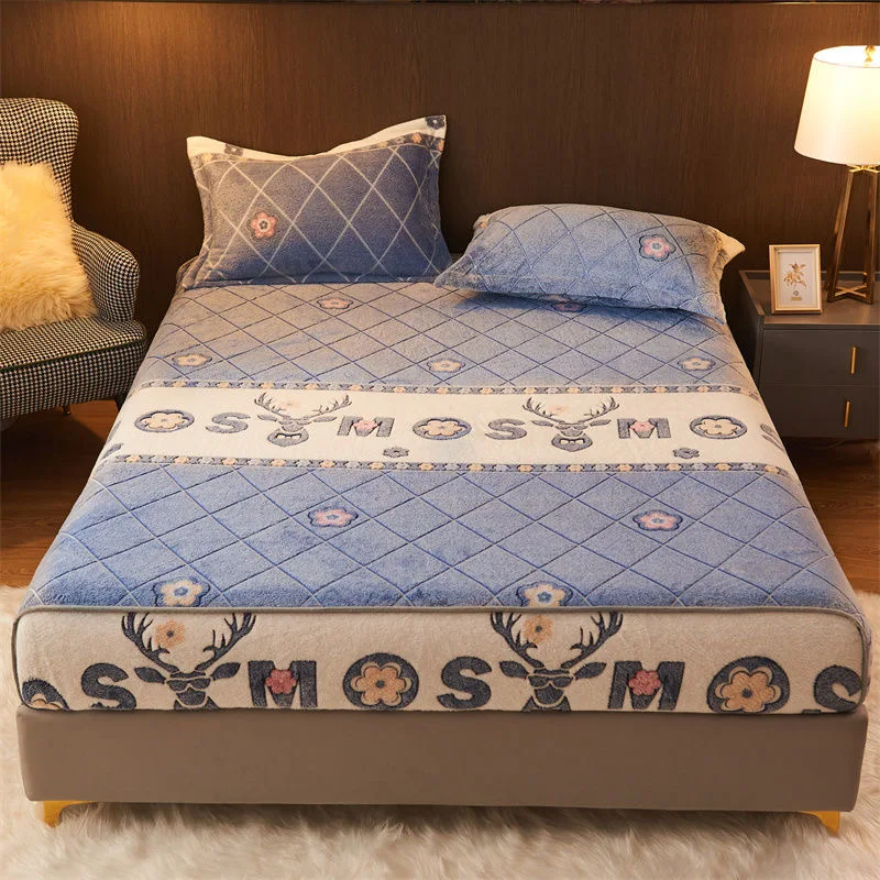 

JUSTCHIC 1 шт. зимняя бархатная простыня с мультяшным принтом снежинок животных (без наволочки на подушку) наматрасник одинарный двойной