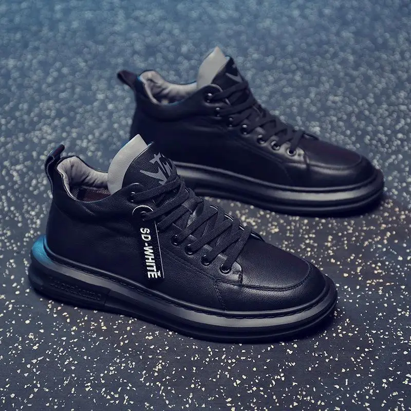 

Elevator Shoes for Men Casual Cow Leather Sneakers Black Designer Shoes Zapatos Elevadores Lofer Shoes Man Increased Shoes 2020