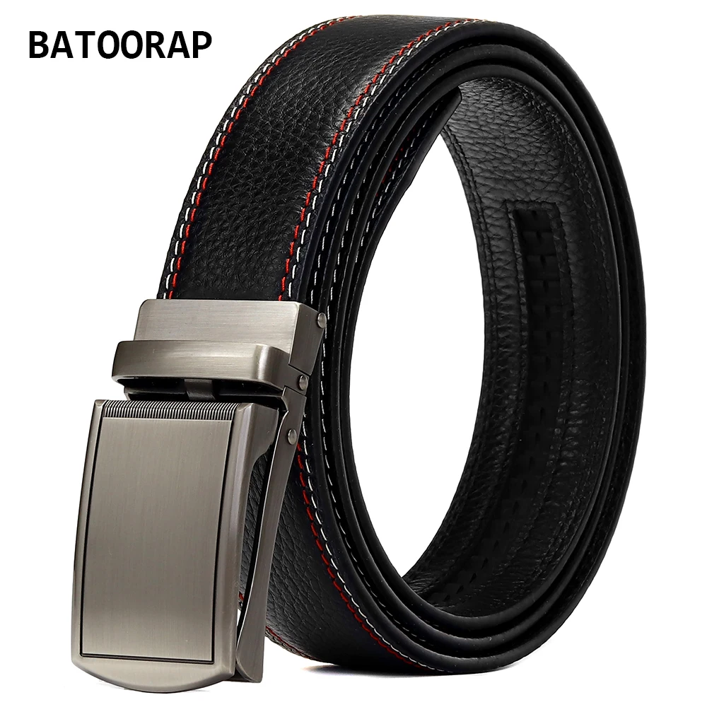 

BATOORAP Mens Ratchet Belts Real Cow Leather Automatic Buckle 35 MM Width Fashion Male Western Cowboy Jeans Waist Strap Z06P009
