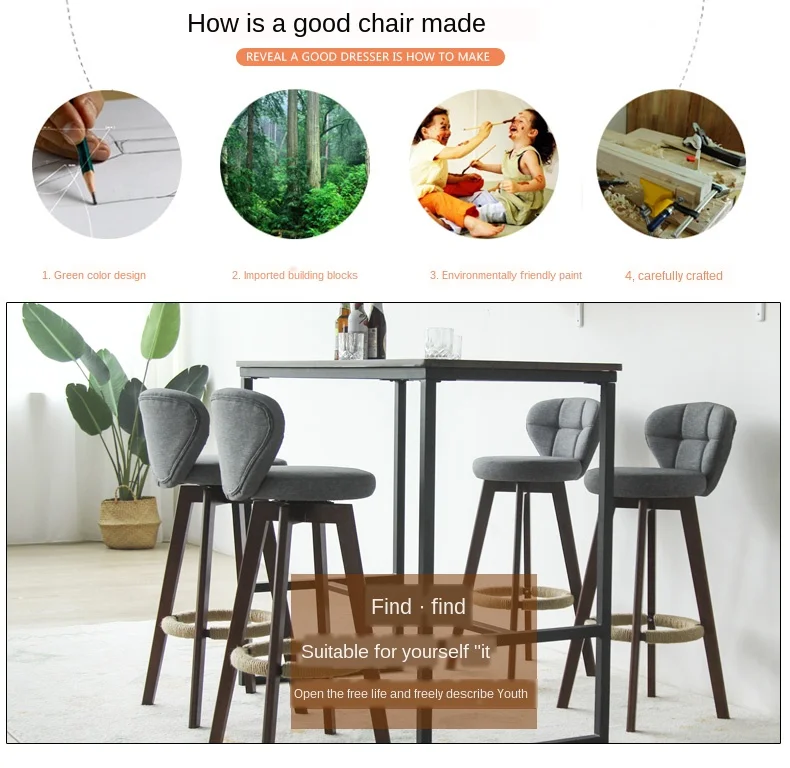 Новый европейский бамбуковый твердый деревянный Elm барный стул ретро цветной