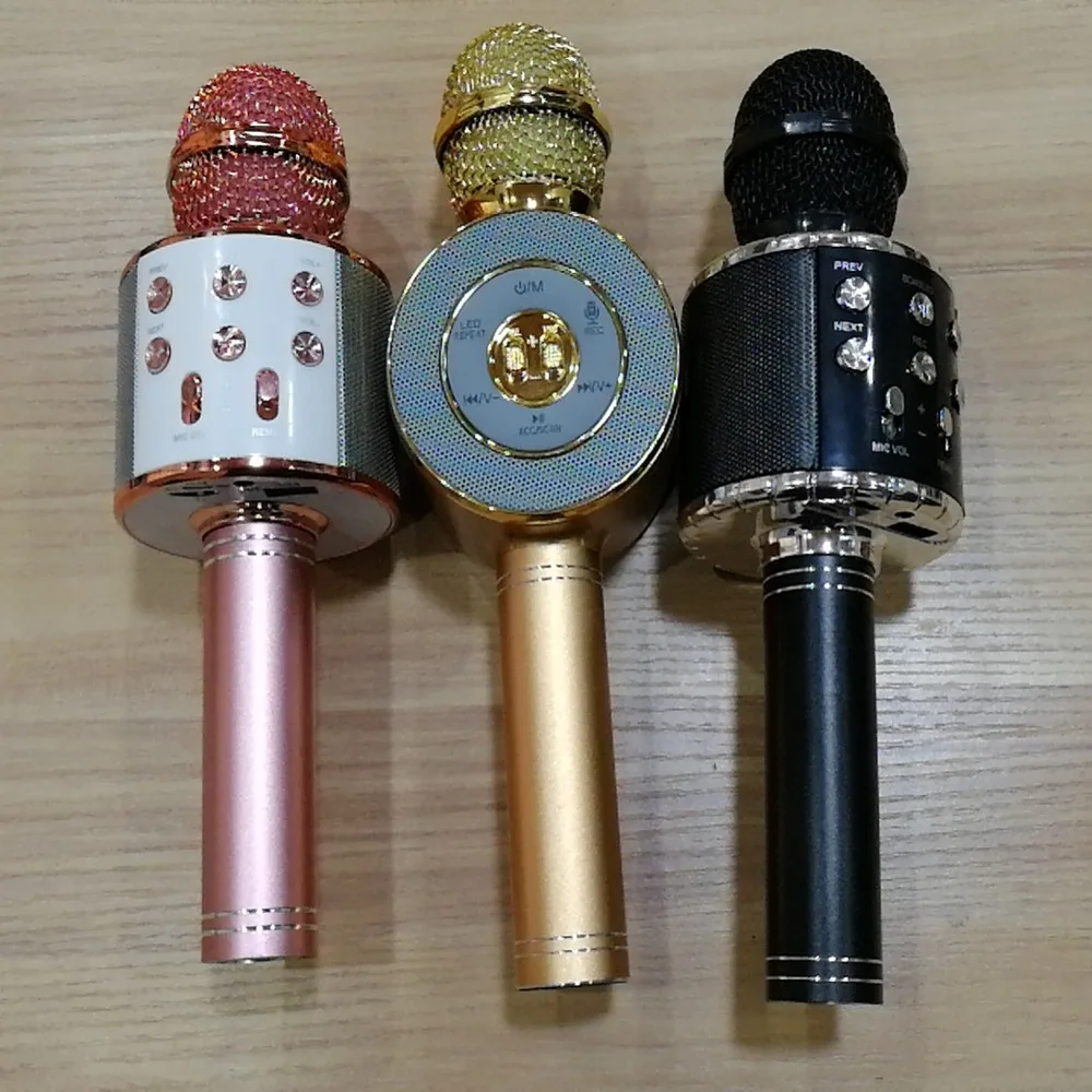 WS 858 караоке микрофон беспроводной динамик bluetooth для компьютера телефона запись