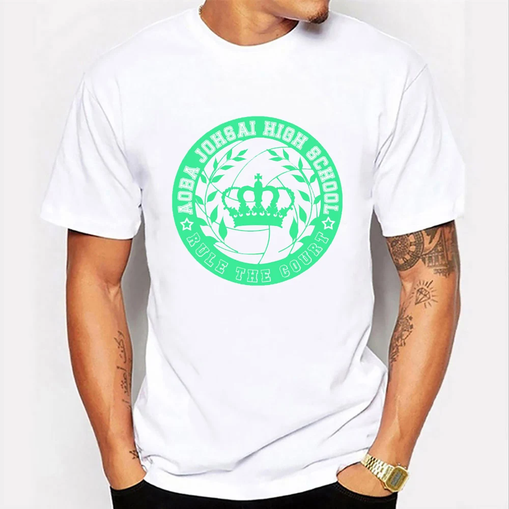

Футболка для старшей школы аниме Харадзюку, Топ оверсайз с коротким рукавом и круглым вырезом, Aoba Johbai