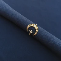 cheny s925 sterling silver february new golden yellow star moon hollow ring female fashion light luxury star moon ring
