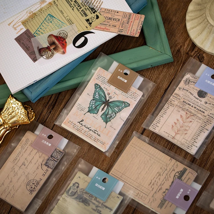 

JIANQI 30 pcs/lot retro material paper Craft Supplies Vintage Labels DIY Decorative collage Scrapbooking Diary Album material