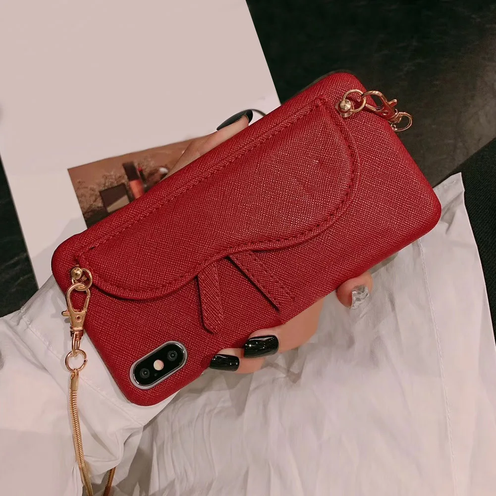 Кожаный чехол с держателем для карт iPhone 11 Pro XS MAX XR X 8 7 6 6S Plus отделением и плечевым