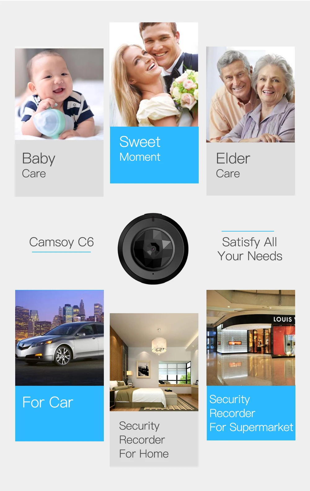 Camsoy C6 Cookycam Micro wifi самая маленькая мини-камера HD 720P с ночным видением IP wifi Cam домашняя Удаленная видеокамера безопасности