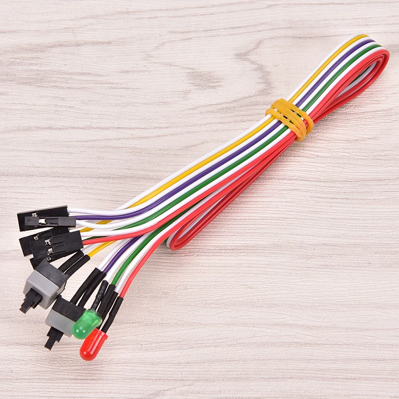 

ATX PC Compute Motherboard Power Cable 2 Switch On/Off/Reset w/ LED Light 68cm