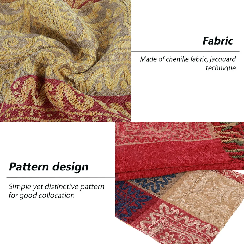 安い レトロシェニール織物毛布ソファ椅子カバー装飾スローカラフルな幾何学模様車ホームオフィス暖かい毛布 150 × 190 センチメートル