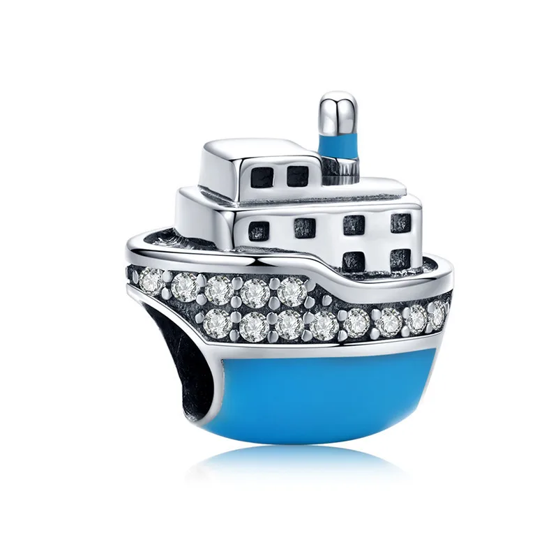 Браслет Pandora, серебро 925,, CZ, самолет, Автомобильная камера для корабля, амулеты, S925, розовый, багажник, воздушный шар, бусины для изготовления ювелирных изделий - Окраска металла: asc1379-2