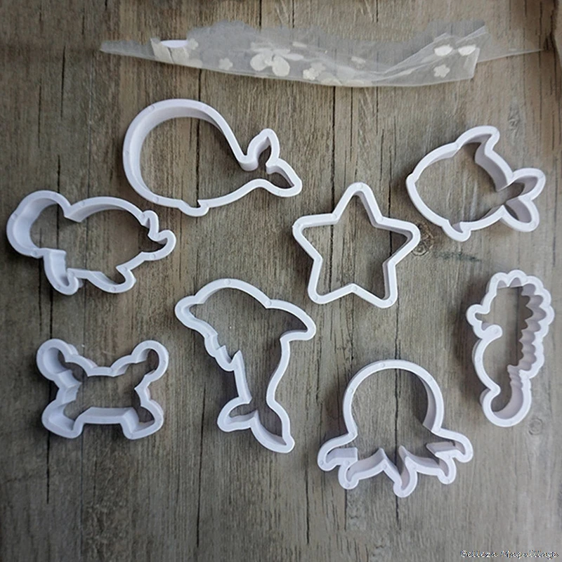 

8Pcs/Set Sea Creature Cookie Cutter Mini Cookie Cutters For Kids Chocolate Eco-Friendly Plastic Biscuit Mold Decorative Tool