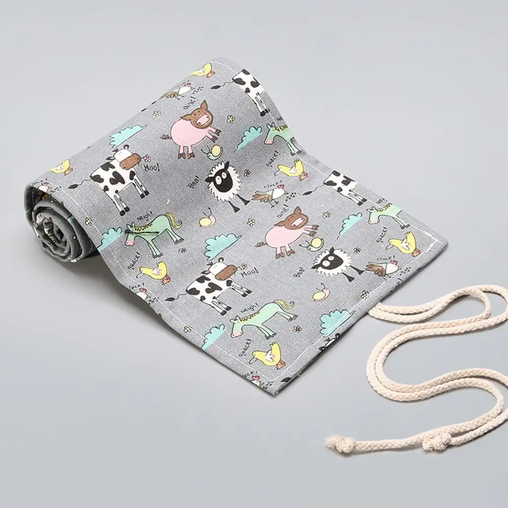 Пенал для карандашей сумка ручек с 48 отверстиями холщовая ручка рулон макияж