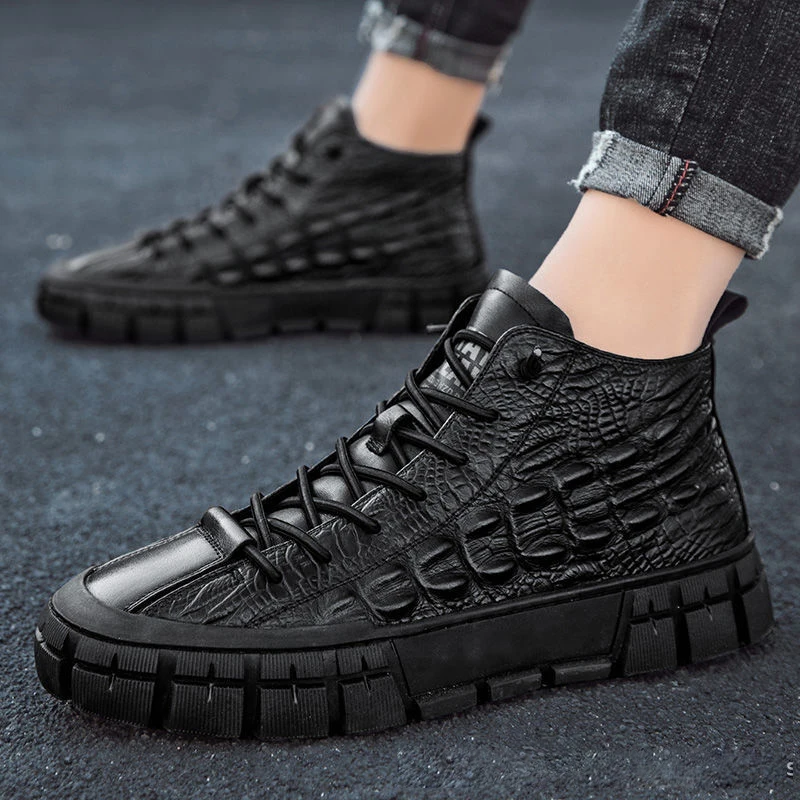 

Men Boots Plus Velvet Winter Warm Shoes Men Fashion PU Leather Shoes Outdoor Hiking Sneakers Loafers Lace-up Ankle Boots For Men
