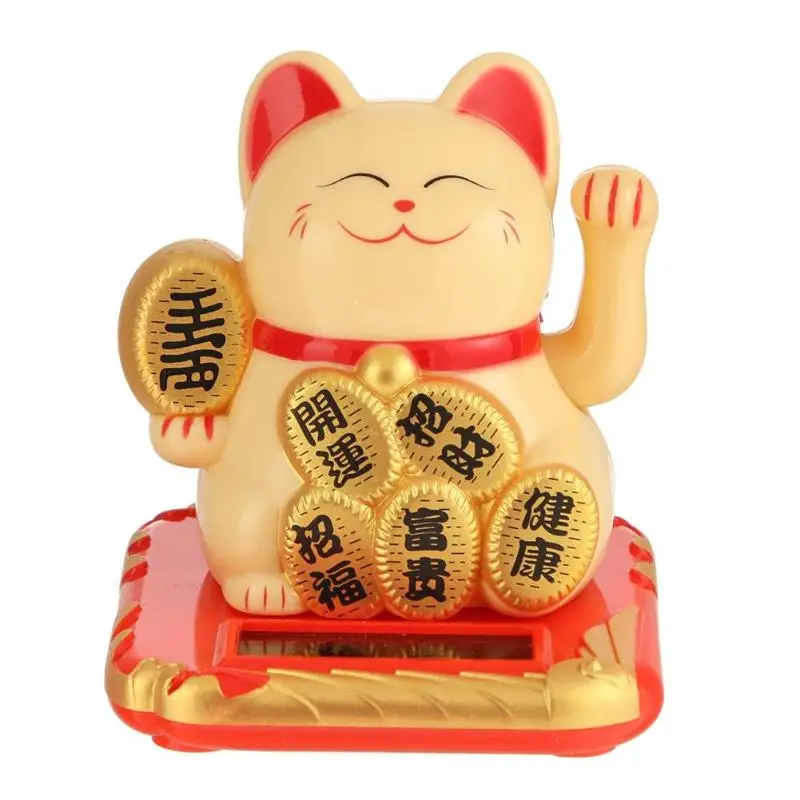 Новая мода черный/белый на солнечных батареях Maneki Neko приветливый Кот Фортуны
