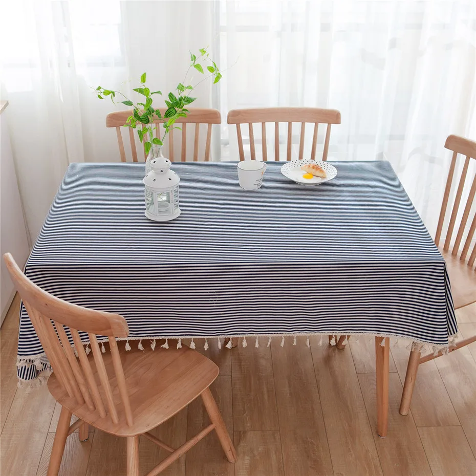 Кисточка для скатерти в клетку из льна и хлопка полоску с рисунком макраме одеяло