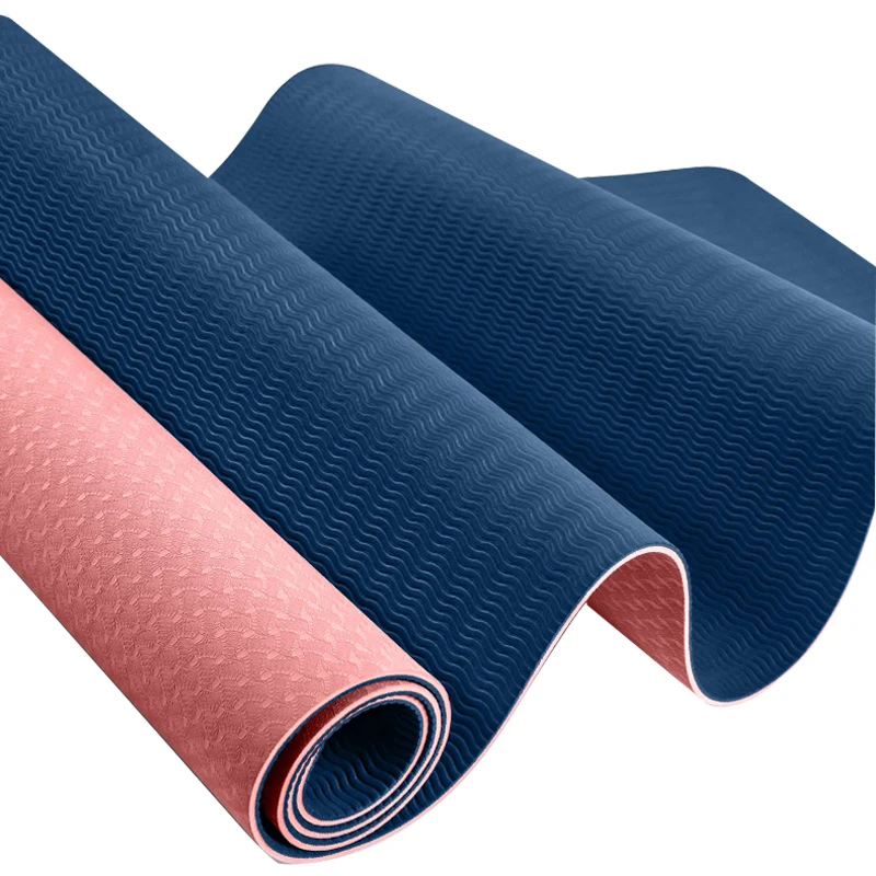 TPE Yoga Mat with Position Line Cushion Non Slip Novice Odorless Exercise Two-color Fitness Gymnastics Mats 6 mm | Спорт и