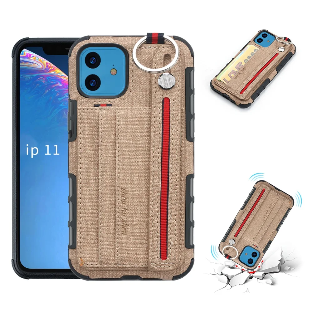 Модный чехол из искусственной кожи для iPhone 11 Pro Max держатель для карт с подвесным кольцом и подставкой для iPhone XR X XS Max 7 8 6 6s Plus