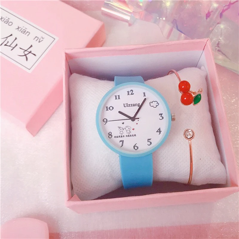 Часы наручные детские с силиконовым ремешком милые кварцевые желе браслетом в