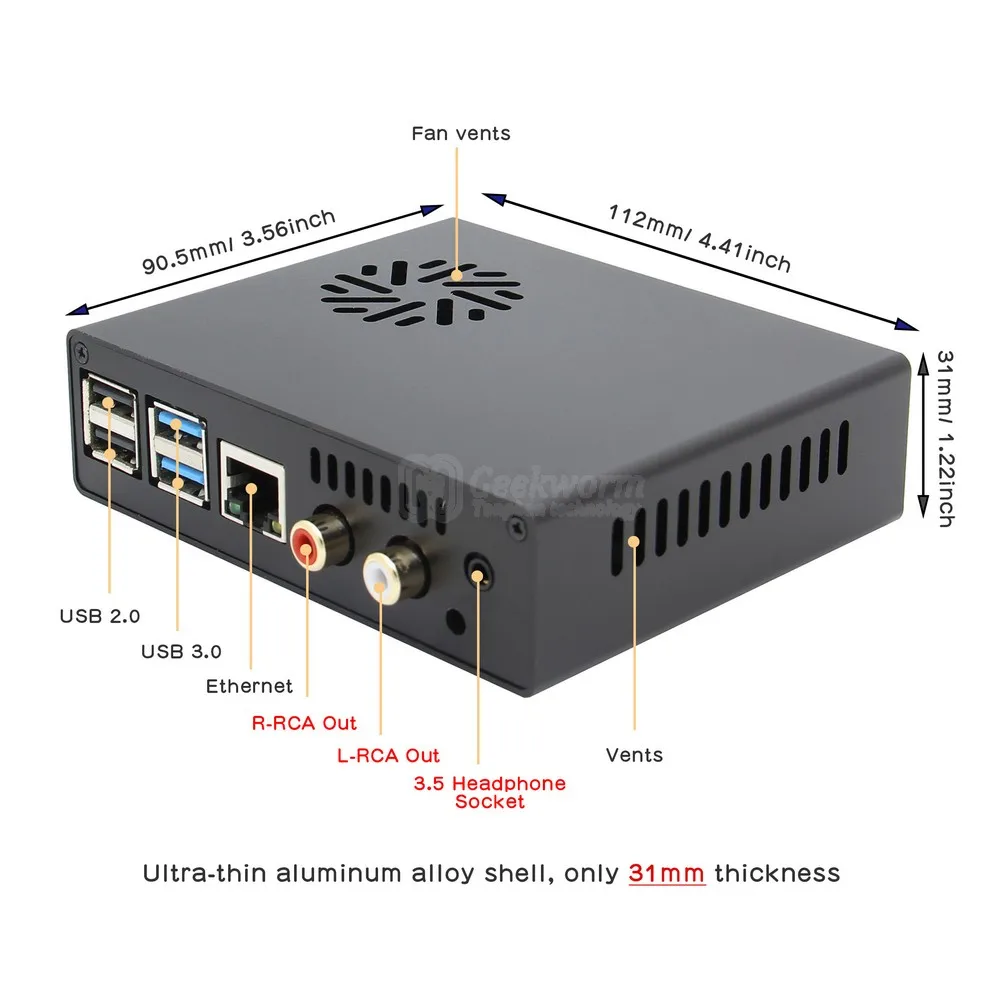 Geekworm DACPi для Raspberry Pi 4 Модель B NUC алюминиевый чехол с X950 аудио ЦАП щит и радиатор