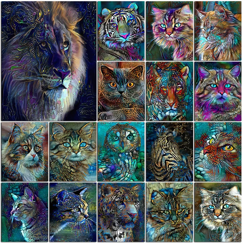 

Алмазная живопись «сделай сам», картина с тиграми 5D, полная вышивка квадратными/круглыми стразами, мозаика с кошкой и собакой, ручная работа, вышивка крестиком, домашний декор