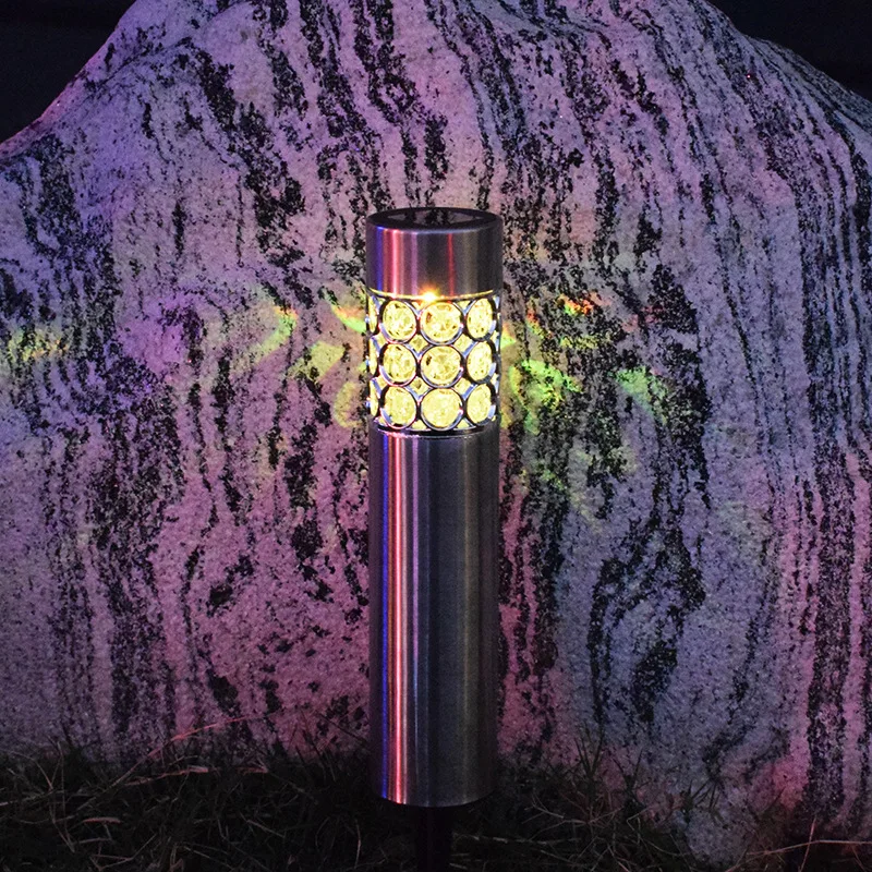 Солнечный светильник светодиодный Нержавеющая сталь красочные колонна лужайки
