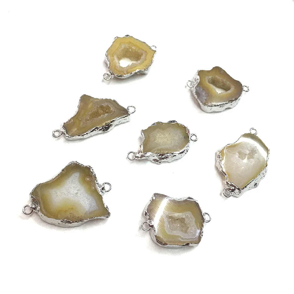 

Fashion Natural Stone Agater Connector Double Hole Charms Pendants For Jewelry Making DIY Necklace Accessories Wholesale