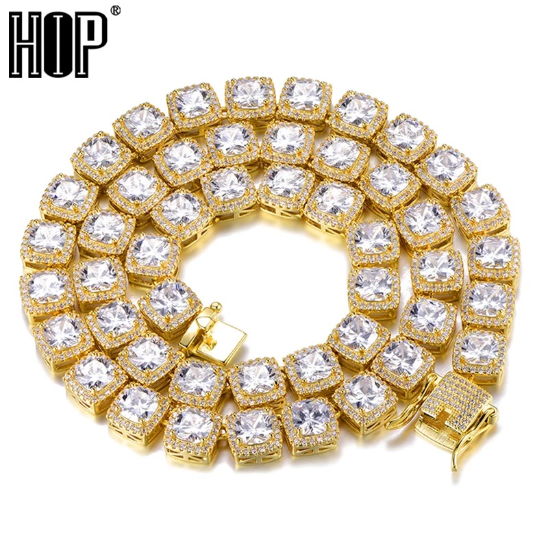 Хип Хоп 10 мм Bling Square AAA CZ кубический цирконий Iced Out браслет ожерелье из камней