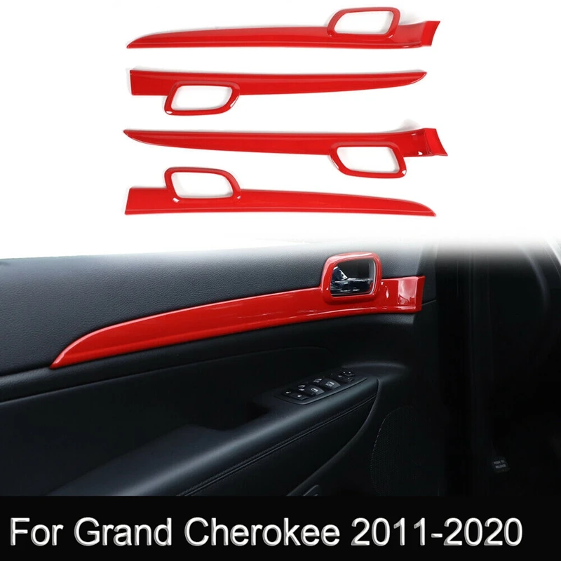 

for Jeep Grand Cherokee 2011-2020 Red Inner Door Handle Panel Strip Cover Decor Trim Interior Accessories