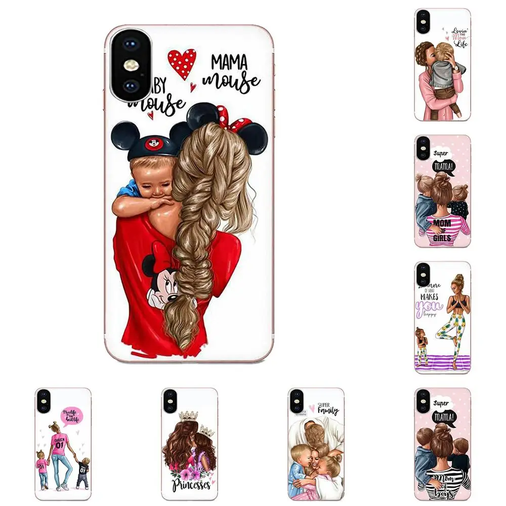 Black Brown Hair Baby Mom For Apple iPhone 4 4S 5 5C 5S SE 6 6S 7 8 11 Plus Pro X XS Max XR TPU Transparent Shell Case | Мобильные