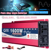 1600w 2200w 3000w car inverter pure sine wave dc 12v24v to ac 220v 50hz power converter booster household universal socket