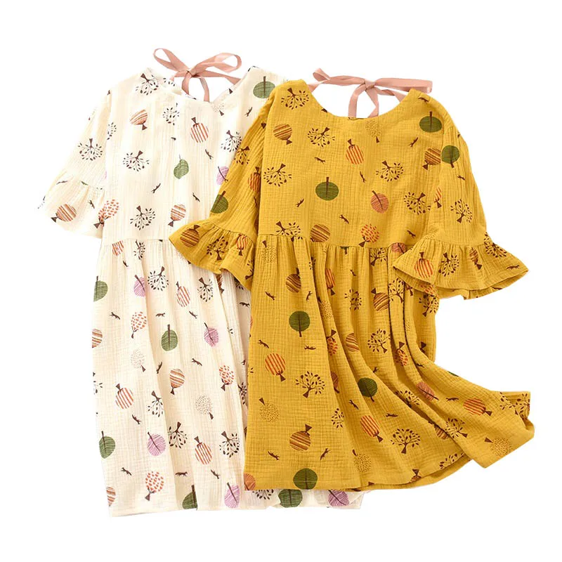 Женское хлопковое платье для сна летняя Милая Повседневная Ночная рубашка