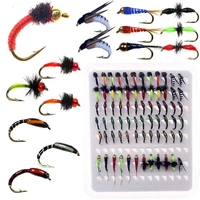 40 127pcsbox trout nymph fly fishing lure drywet flies nymphs ice fishing lures artificial bait with waterproof boxed