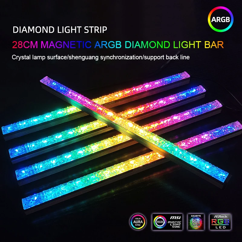 COOLMOON Алмазный светильник бар RGB шасси декоративный светильник бар светодиодный симфония 5V4Pin Магнитная твердая светильник бар