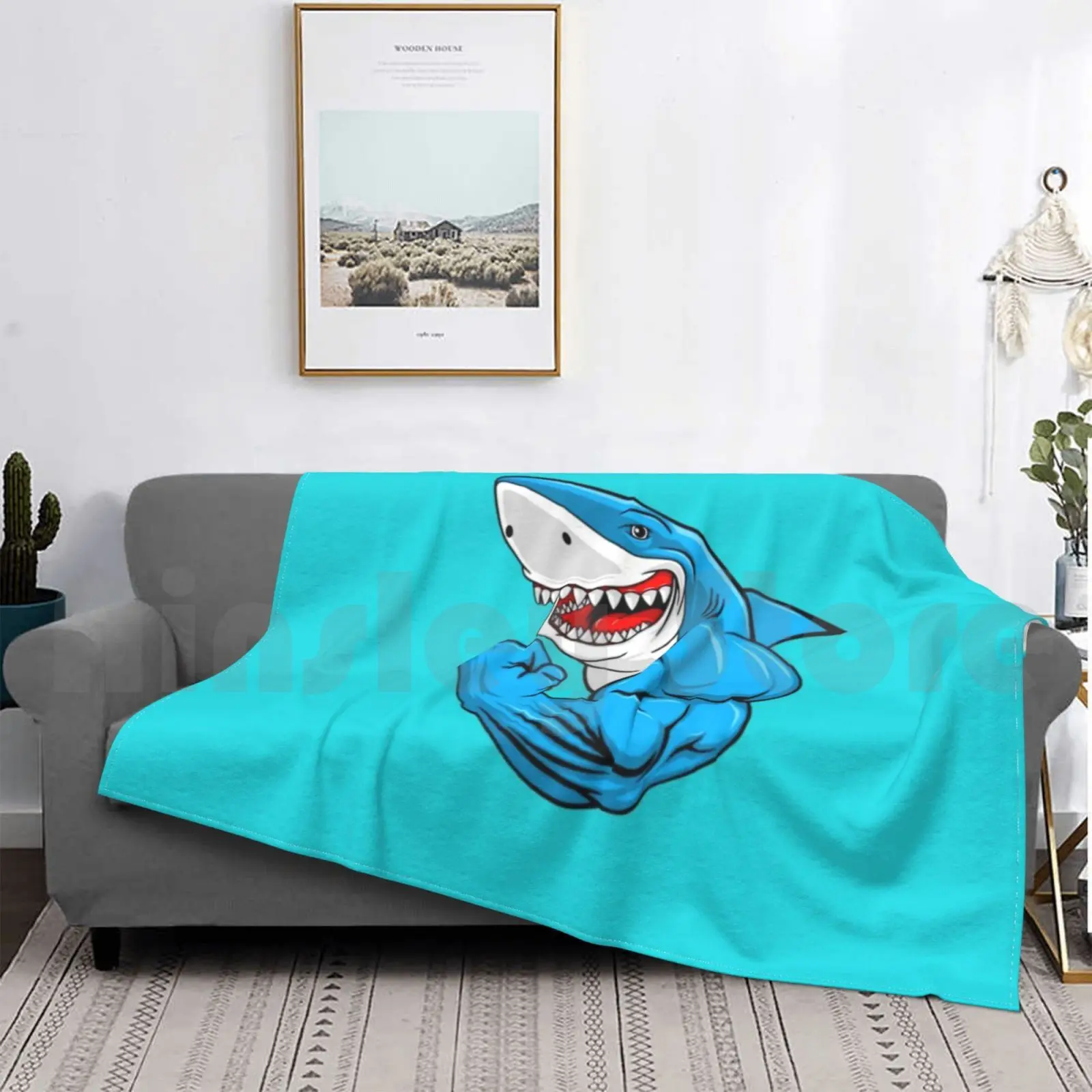 Фото Blanket Fashion Custom Sharks Jaws Ocean Beach Water Fish Nimal Sea Gym Gymnastics Fitness Workout Summer №3