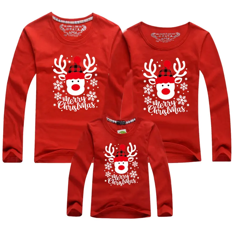 

New Year Mom Dad And Me T-shirt Mother Daughter Clothes Long Sleeve Christmas Family Matching T-shirt Women Men Baby T-shirt