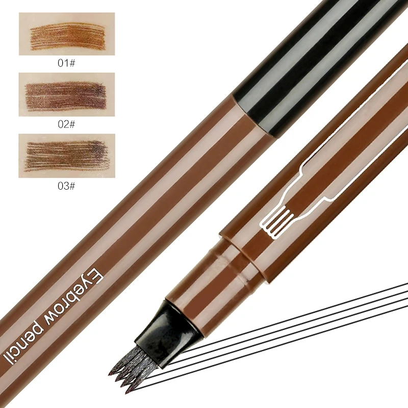 

Tattoo Eyebrow 3D Liquid Ink Pen Waterproof 4 Fork Pencil Brow Eyes Makeup Female Cosmetics 3 Natural Color Tattoo Brow Pencil