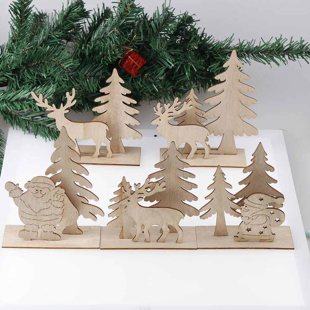 1 Набор 3D креативные рождественские украшения деревянные поделки сделай сам для