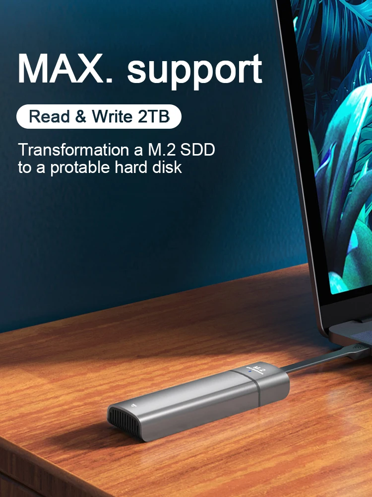

TYPE-C Hard Disk Enclosure Box M.2 SSD to USB External Enclosure Case for NVME NGFF PCIE M Key M.2 SDD 2230/2242/2260/2280