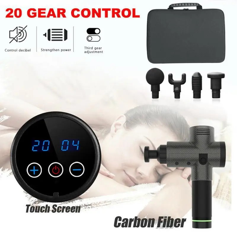 4000r/min Carbon-fiber Electric Muscle Massage Gun Deep Tissue Massage Therapy Body Shaping Muscle Relaxation Equipment with Bag