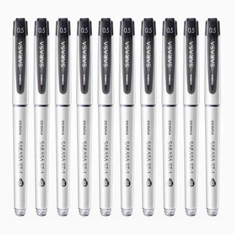 10pcs black Зебра 5/10 шт. ручка с чернилами стандартных цветов JJZ58 SARASA 0,5 мм Большой Ёмкость студент экспертизы подпись в офисе ручка красный, синий и черный - Цвет: 10pcs black