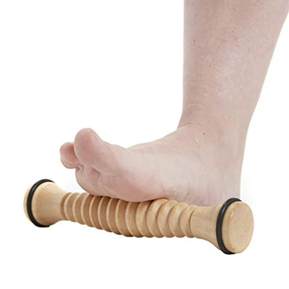 Деревянный ролик для ног и массажный шар деревянный ребристый массажер