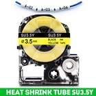 Лента для этикеток совместимая с Epson, термоусадочная, диаметром 3,5 мм, черная на желтом для этикеток Epson LW400 LW500 LW600