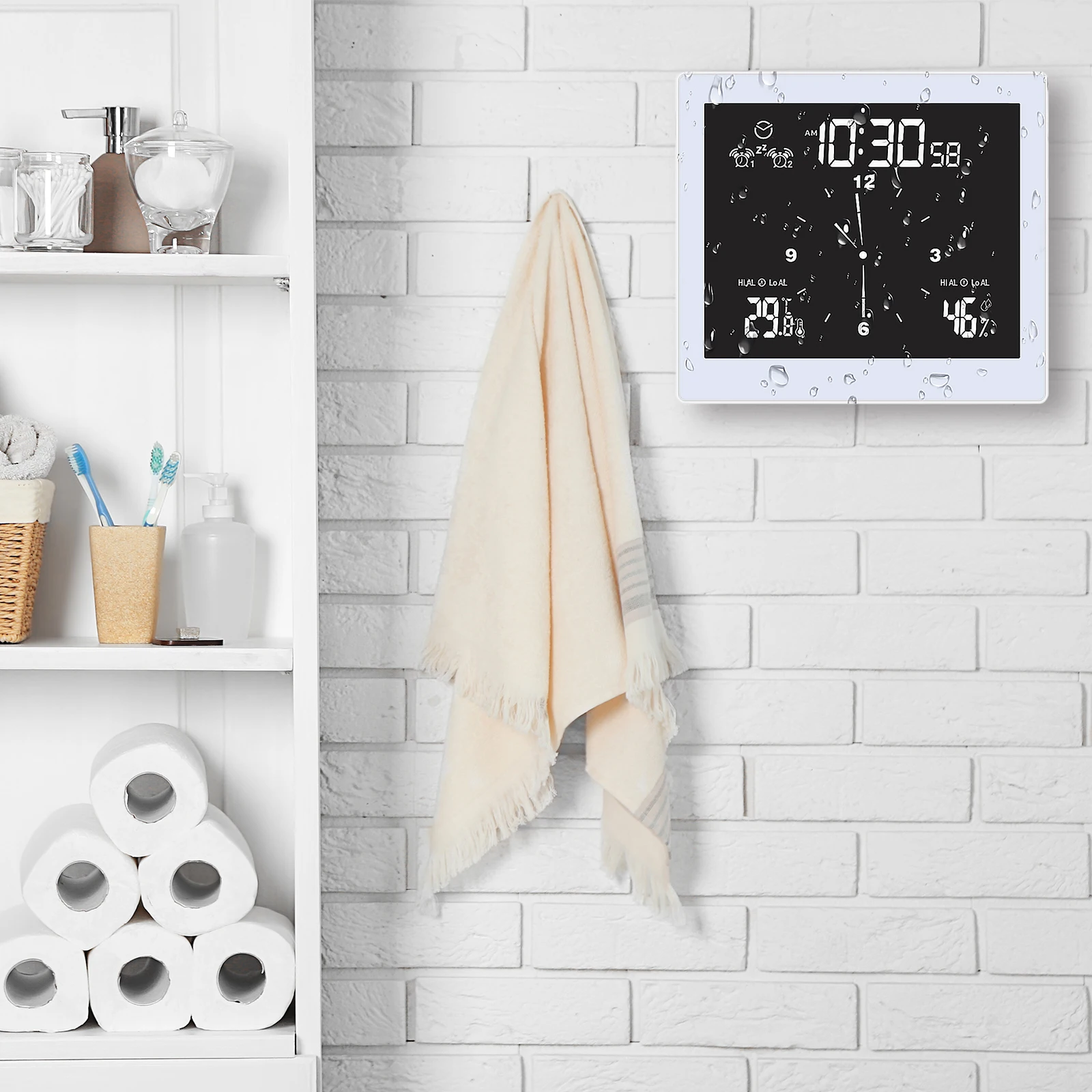 Цифровые настенные часы для ванной и душа работающие от аккумулятора ЖК дисплей