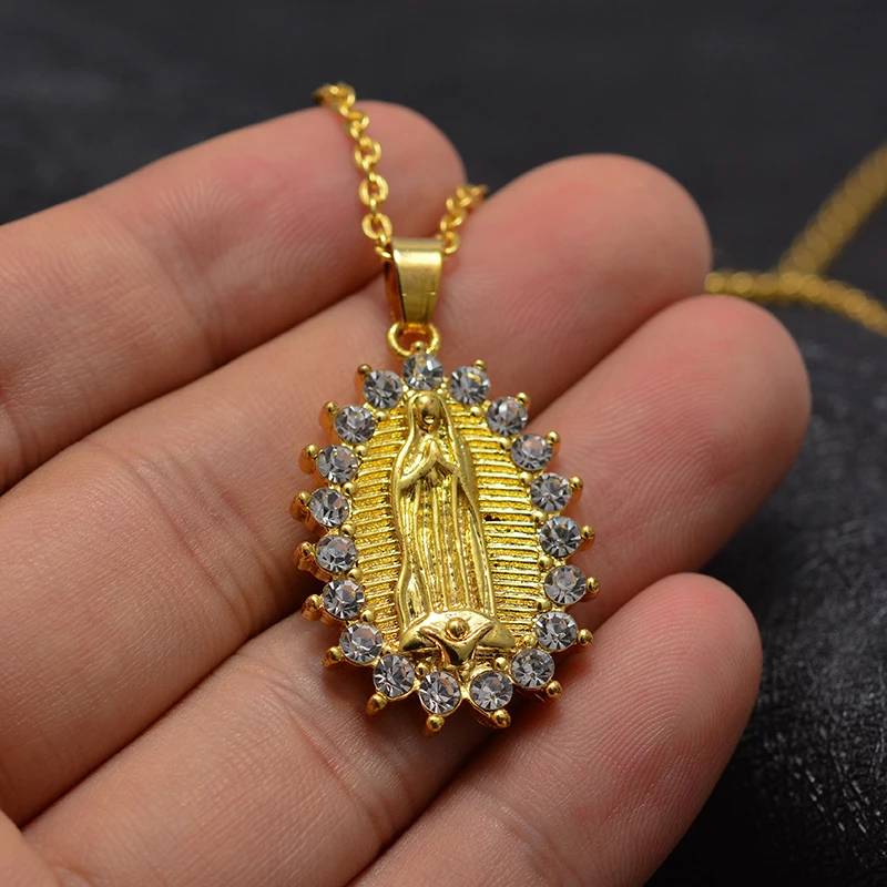 Женское Ожерелье с кулоном Annayoyo Virgin Mary Золотое ювелирное изделие для девушек