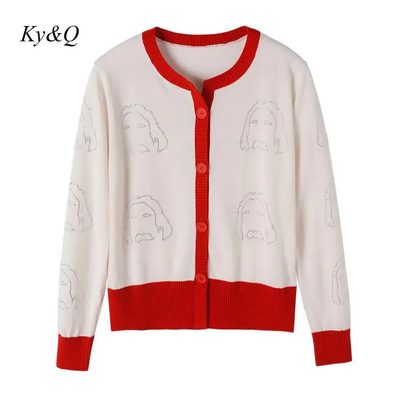 Женский трикотажный кардиган подиумный дизайнерский красный составного кроя с