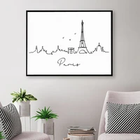 modern poster line drawing canvas painting black white art print city london new york wall picture for living room home decor