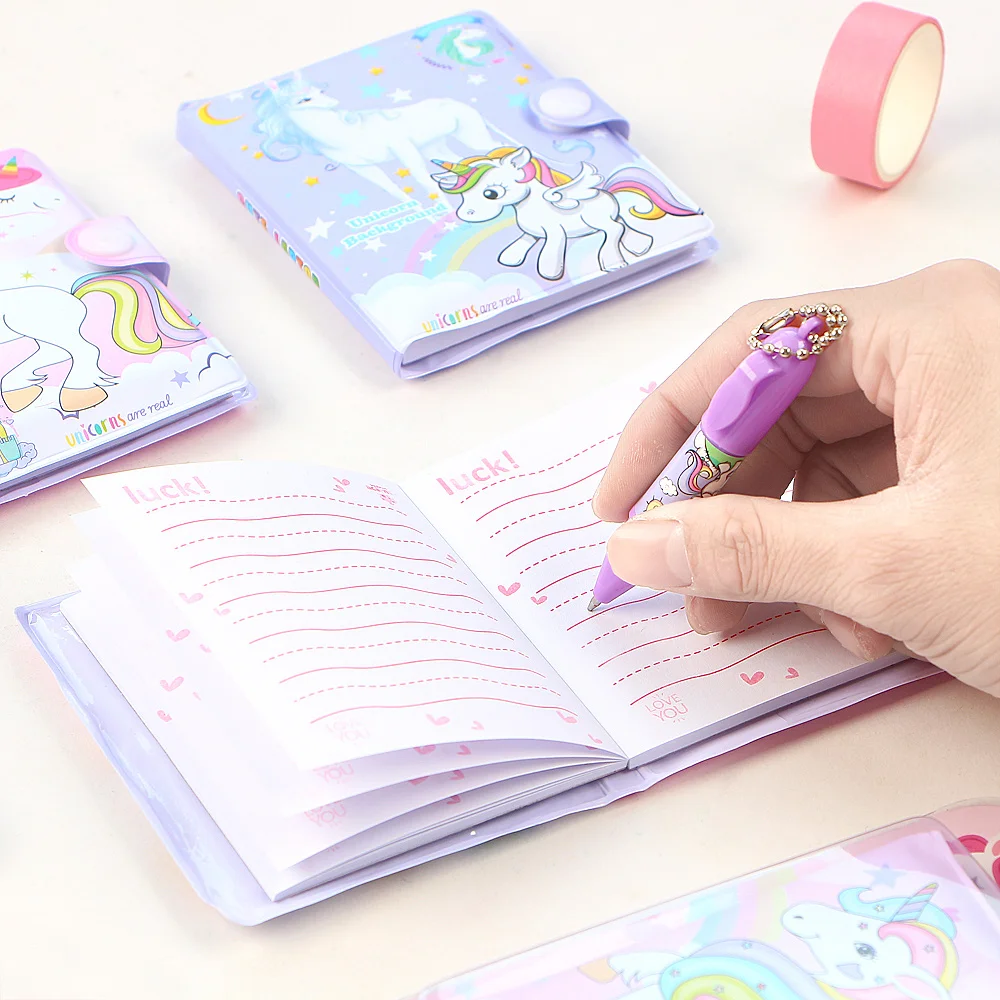 Kawaii единорог мультфильм блокнот шариковая ручка для записей канцелярские