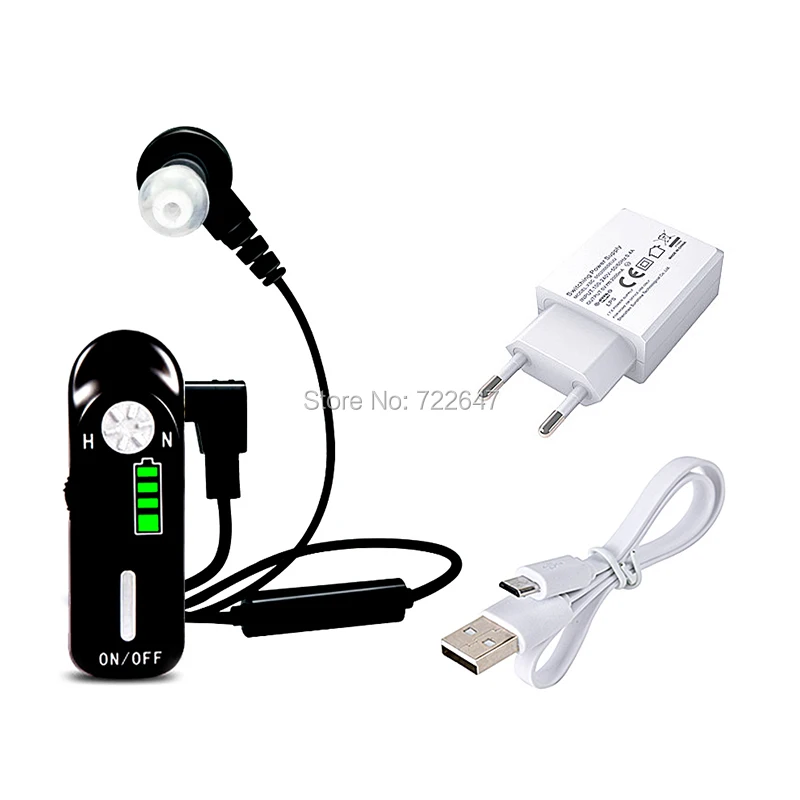USB Перезаряжаемый Карманный слуховой аппарат слуховые аппараты для пожилых людей цифровые беспроводные супер усилители мощности для тяжелых глубоких потерь - Цвет: Single Ear - EU plug